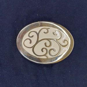 Vintage Gold tone Motion East Flower Swirl belt scarf clip slide buckle Unique